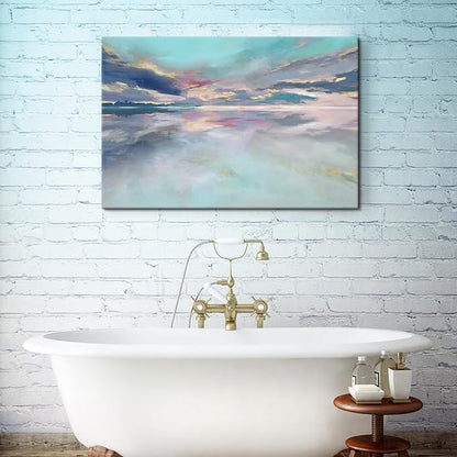 Goldfoilart Beach Abstract Wall Art Teal Green and Gold Decor Ocean Canvas - Image 6