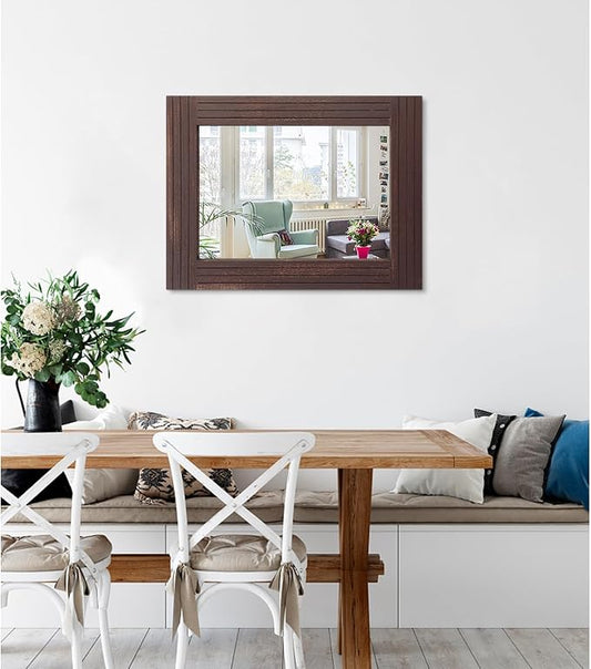 Mirrors for Wall Rustic Wooden Frame Rectangle Mirror Vintage Hanging Mirror - Image 2
