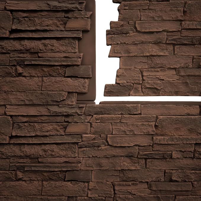 EverStone Acadia Ledge Faux Stone Panel, Weathered Brown Color - Image 9