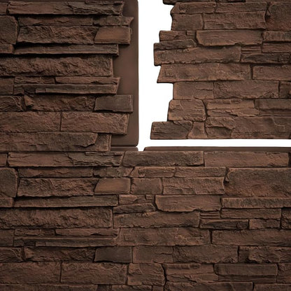 EverStone Acadia Ledge Faux Stone Panel, Weathered Brown Color - Image 9