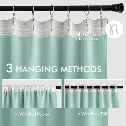 MIULEE Aqua Back Tab Blackout Curtains 120 Inch Long 2 Panels Set - Image 3