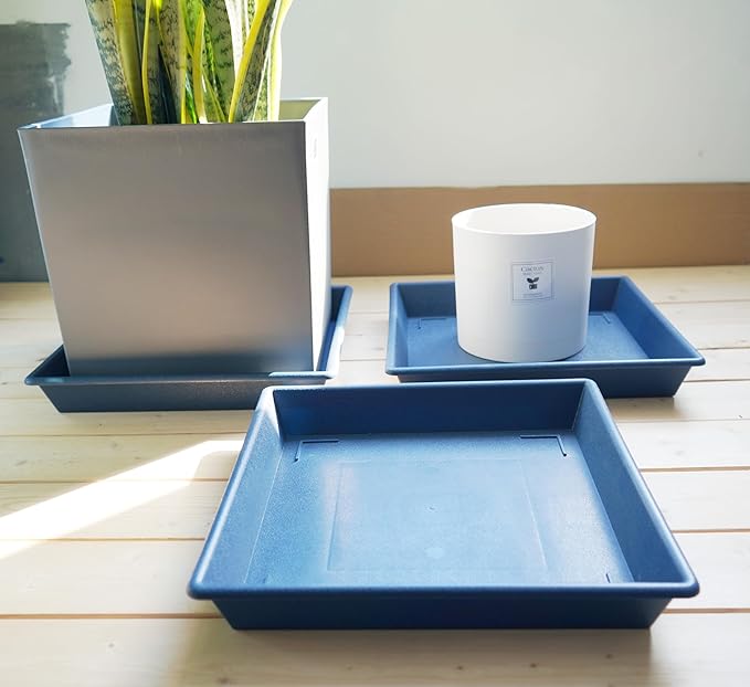 Square Plant Saucer 6 Inch 5 Pack6 8 12 14 16 18 20 Plant Trays for Pots, Flower Pot No Holes Plant Drip Trays,Heavy Duty Plastic Plant Saucers for Indoors Outdoors