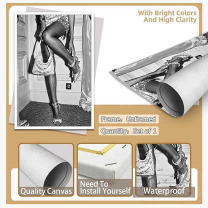 High Fashion Poster Trendy Black and White Wall Art Retro Girl Room Decor - Image 7