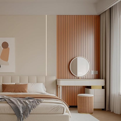 YLL YLL PVC Slat Wall Panel Peel and Stick 118"x 15.7" Faux Walnut Wood Grain - Image 5