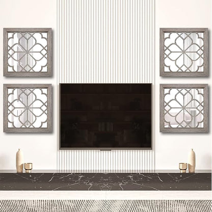 Wocred Set of 4 Mirrors Square Wall Mirror, Gorgeous Rustic Farmhouse Accent - Image 5