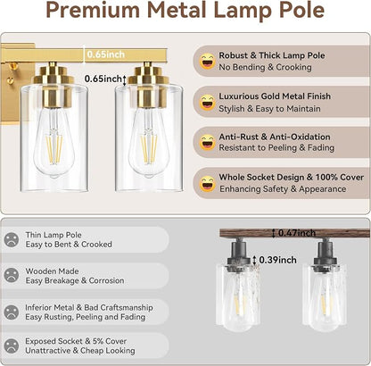 VerRon 5-Light Gold Bathroom Light Fixtures, Brushed Gold Wall Light Fixture - Image 5