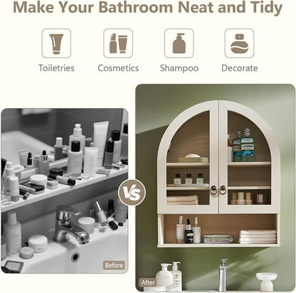 IFGET Bathroom Arched Wall Cabinet, 23.6'' Wide Medicine Cabinet - Image 6