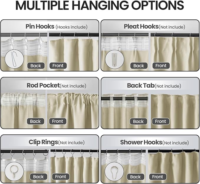 Blackout Curtains for Bedroom 52 x 84 Inches Long 2 Panels Set - Image 2
