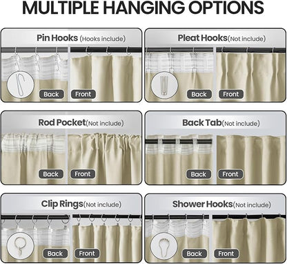 Beige Room Darkening Curtains 96 Inches Long - Image 2