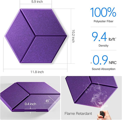 22 Pack Self-Adhesive Acoustic Panels 12" X 10" X 0.4" - Image 3