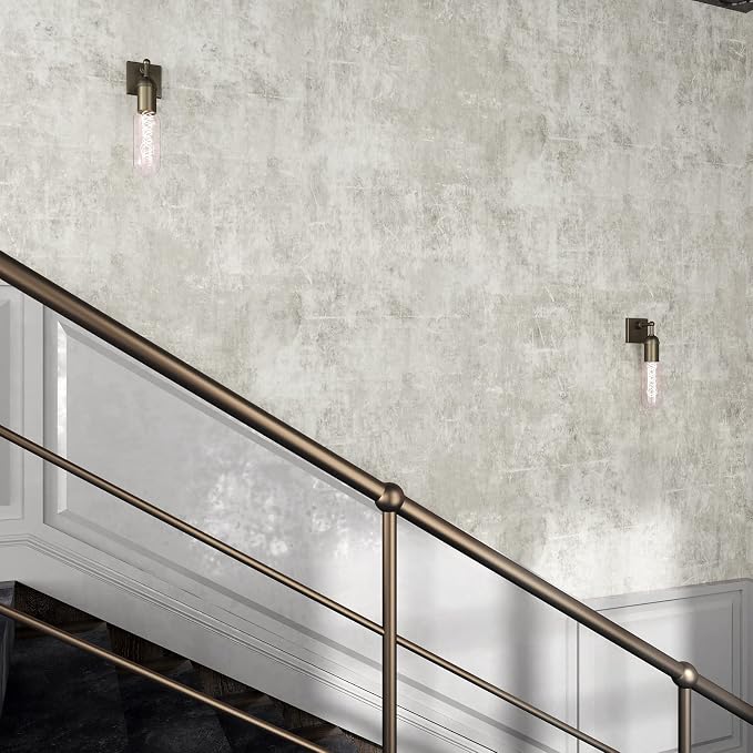 VEELIKE Distressed Light Grey Concrete Wallpaper Peel and Stick Modern Limewash - Image 3