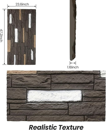 OUZUGIE 4 PCS Faux Stone Wall Panel 47.2’’ x 23.6’’ Interior Exterior Wall - Image 3