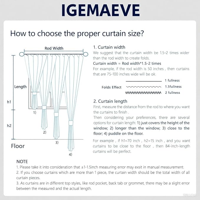 IGEMAEVE Black Out Curtains 84 Inch Long - Image 4