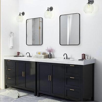 Wall Mount Mirror for Bathroom, Brush Black Metal Framed Rounded Corner - Image 4