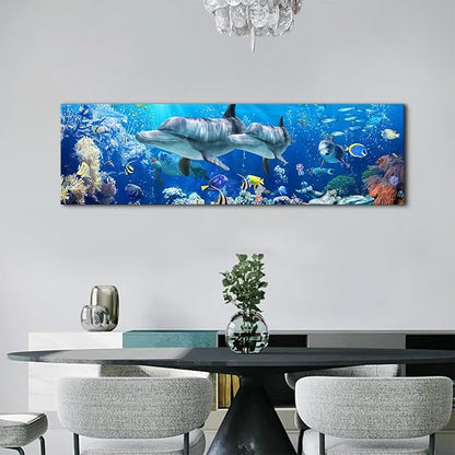 Ocean Dolphin Wall Art for Bathroom Nautical Theme Picture Photo Coastal Room - Image 4