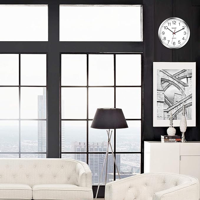 Sharp Wall Clock – Silver/Chrome, Silent Non Ticking 10 Inch Quality Quartz - Image 6