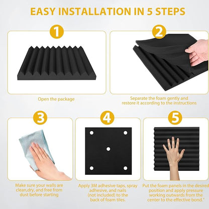 Acoustic Foam Panels Sound Absorbing 12 Pack - Image 7