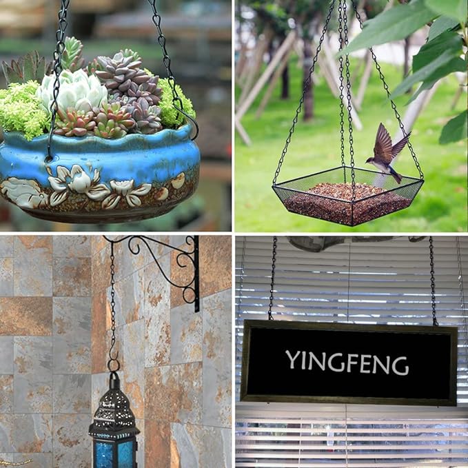 10 Pack 9.5 Inch Black Hanging Chains, Garden Plant Hangers for Hanging Bird Feeders, Billboards, Chalkboards, Basket, Planters, Lanterns, Wind Chimes and Decorative Ornaments Etc