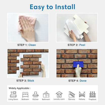 COMSTICKC 3D Brown Faux Brick Wall Panels Peel and Stick Wall Stickers - Image 6