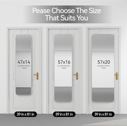 SCWF-GZ 57x16 Door Hanging Full Length Mirror, Floor Stand Wall Mounted Metal - Image 9