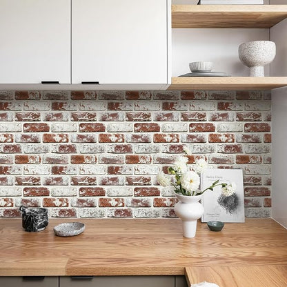 COMSTICKC 3D Faux Brick Wall Panels Peel and Stick, Small Size Self Adhesive - Image 2