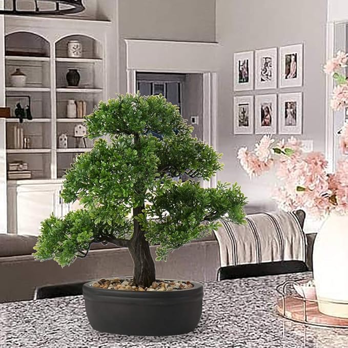 Artificial Bonsai Tree Juniper Faux Plants Indoor Small Fake Plants Decor with Ceramic Pots for Home Table Office Desk Bathroom Shelf Bedroom Living Room Farmhouse Decorations