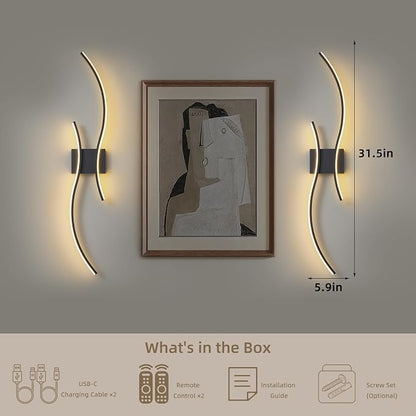 Battery Operated Wall Sconces Set of 2, Dimmable Modern LED Rechargeable Wall - Image 6