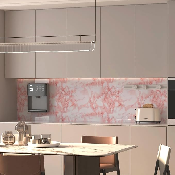Extra Wide Marble Contact Paper Granite Peel and Stick Wallpaper Pink Glossy - Image 5