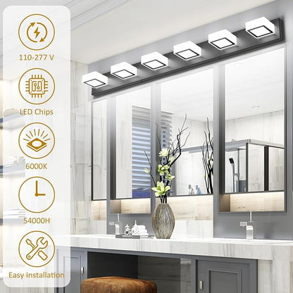 Ralbay Black Bathroom Vanity Lights 48inch Metal Acrylic LED Modern Bathroom - Image 5