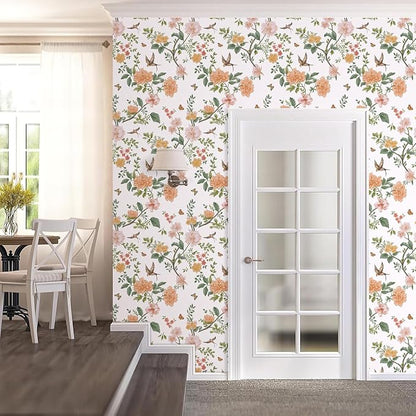 Froluya Floral Peel and Stick Wallpaper Vintage Floral Contact Paper 16.9” x - Image 7