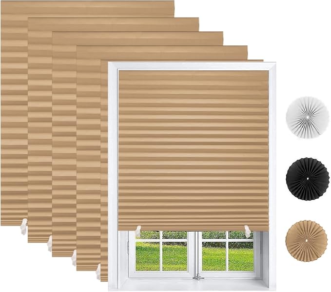 Changshade 6 Pack Temporary Shades, Pleated Paper Blinds by Changshade