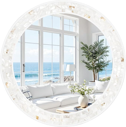 Tanmicoshomy Round Wall Mirror 24 Inch, Circle Mosaic Mirror by Tanmicoshomy