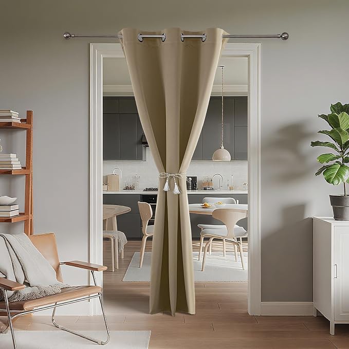 Joydeco Blackout Door Curtain for Doorway Privacy 90 Inches Long, Grommet - Image 2