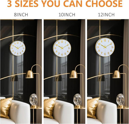 Gold Wall Clocks Battery Operated, 12 Inch Non Ticking Digital Wall Clock - Image 8