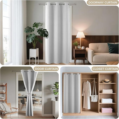 Joydeco Blackout Door Curtain for Doorway Privacy 96 Inches Long, Grommet - Image 4