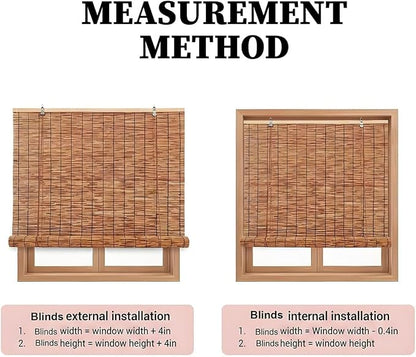 Blackout Bamboo Roller Shades for Outdoor Patio Reed Roll Up Blinds 24" 36" 48" - Image 8