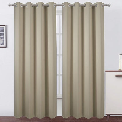 LEMOMO Blackout Curtains 52 x 84 Inch Long Beige Curtains Set of 2 Panels Room by Lemomo