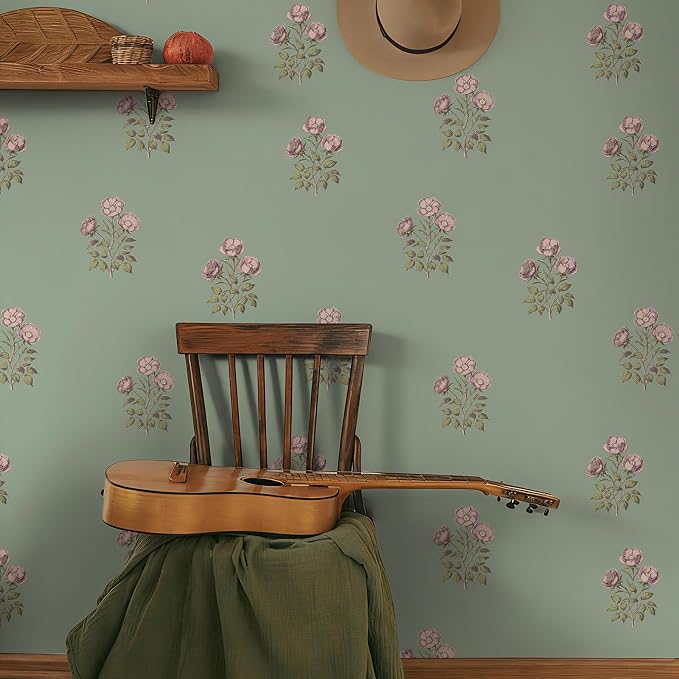 17.3"× 590.5" Vintage Floral Wallpaper Peel and Stick Boho Wallpaper Removable - Image 3