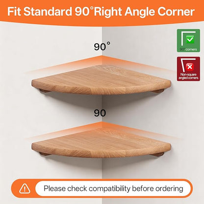 Gieanoo Corner Floating Shelf 7inch Solid Oak Wood Floating Corner Shelf - Image 5