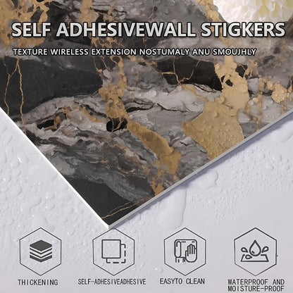 10pcs Peel and Stick Tile Shower Waterproof Marble Tiles Wall Panels, - Image 4