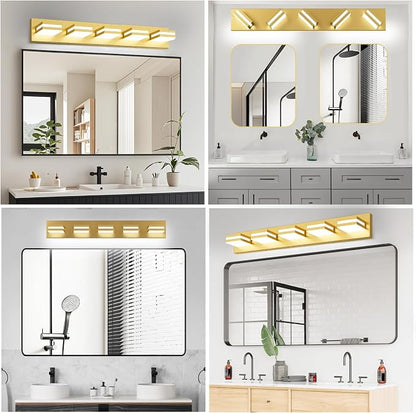 IZORRO LED Modern Bathroom Lights Fixtures, Brushed Glod Acrylic Wall Lighting - Image 8