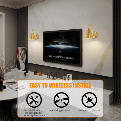 Powfloven Vintage Rechargeable Wall Sconces Set of 2, Wireless Gooseneck Indoor - Image 7