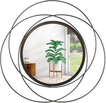 Circle Mirror Wall Decorative Metal Wall Mirror, Art Small Round Wall Home by HLFMVWE