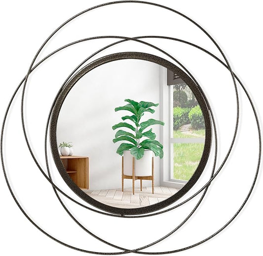 Circle Mirror Wall Decorative Metal Mirror Art Small Round Wall-Mounted Mirror by HLFMVWE