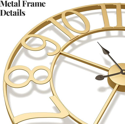 Large Wall Clock Gold Clocks for Living Room, 24 Inch Decorative Wall Clocks - Image 4