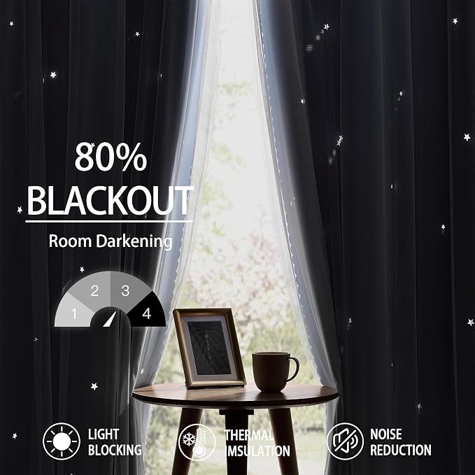 XiDi Blue Curtains for Bedroom, Girls Room Blackout Curtains, Kids Room - Image 6