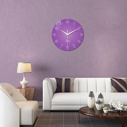 XNM Round Purple Wall Clock for Women 14 Inch Minimalist Wall Clocks for - Image 2
