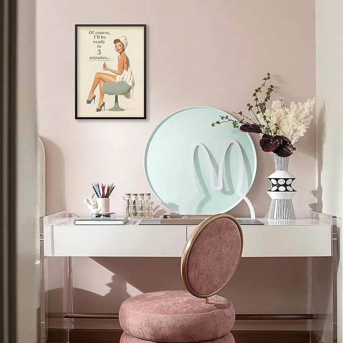Boho Sage Green Bathroom Poster Vintage 70s Pin Up Girl Wall Art 24X36 inch - Image 6