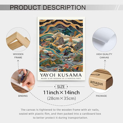 Yayoi Kusama Framed Wall Art Vintage Japanese Poster 11X14 in Abstract Buddha - Image 2
