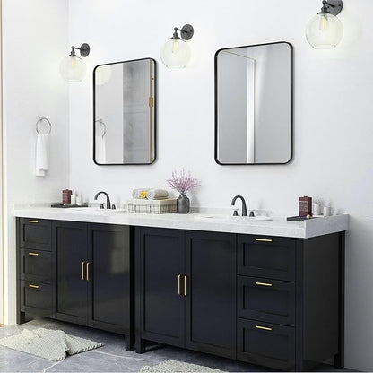 Black Framed Bathroom Mirror for Wall, Matte Black Rounded Corner Rectangle - Image 4